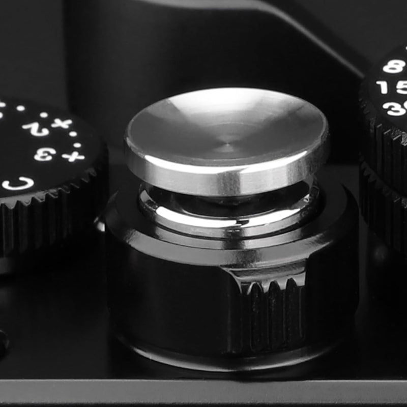 Leftfoto Exquisite Metal Concave Shutter Release Button for Fujifilm XE5 GFX100RF XM5 X100VI X100V X-T5 X-T4 X-T3 X-T30 X- X-T20 X-PRO3 X-E4 for Nikon Zf for Leica Q3 M10 for Sony RX1 R,Diameter 0.47in Silver - Image 1